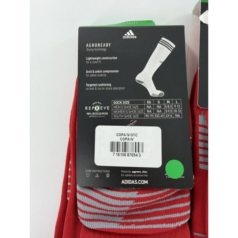 Adidas Climalite Copa Zone Cushion III Red Athletic Soccer Socks SZ Small 3 Pack